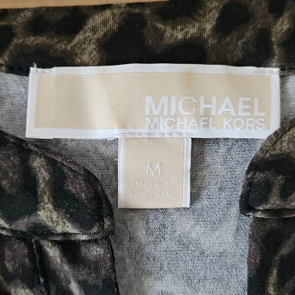 MICHAEL Michael Kors Leopard Print Zip Front Blouse – Size M - Picture 4 of 7